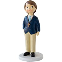 Mopec Figura de Pastel para Comunión de niño con Rosario y Americana Azul- Pack de 1 Unidades- Poliresina- 7.80x7.80x16…